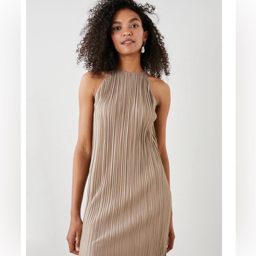 Rails Beige Pleated Mini Dress